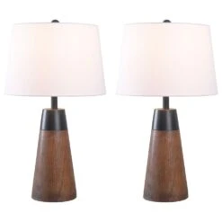 Kenroy Alder Accent Lamp In Brown And Matte Black (Set Of 2)